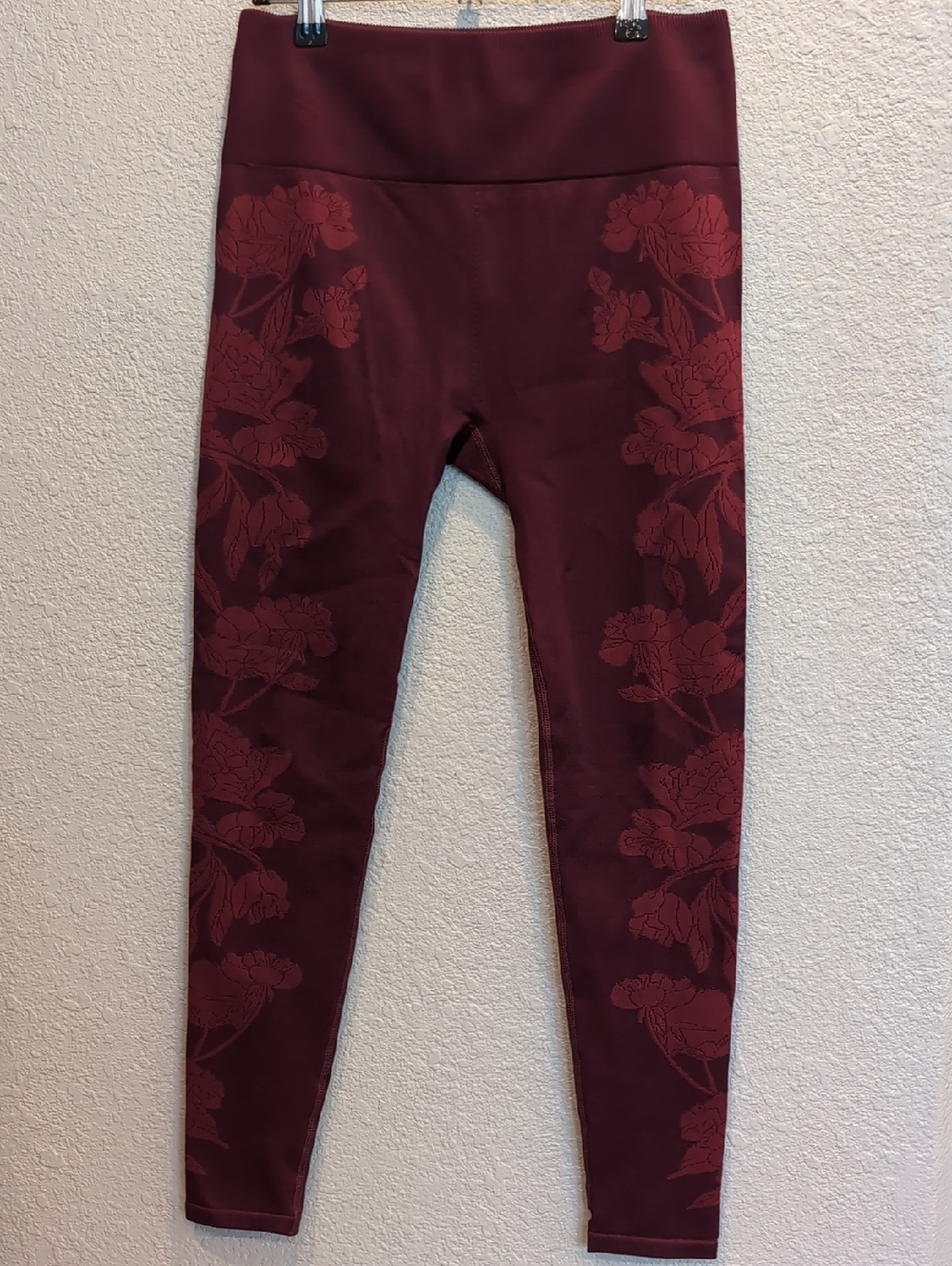 Fabletics Floral-Print Burgundy Leggings
